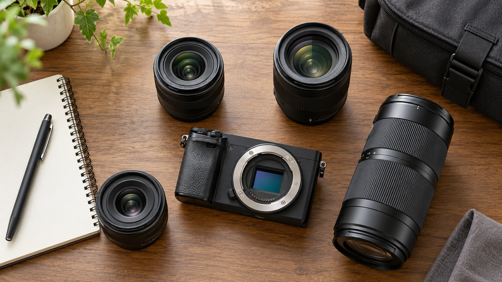α6400用の標準・単焦点・望遠など交換レンズを比較するイメージ