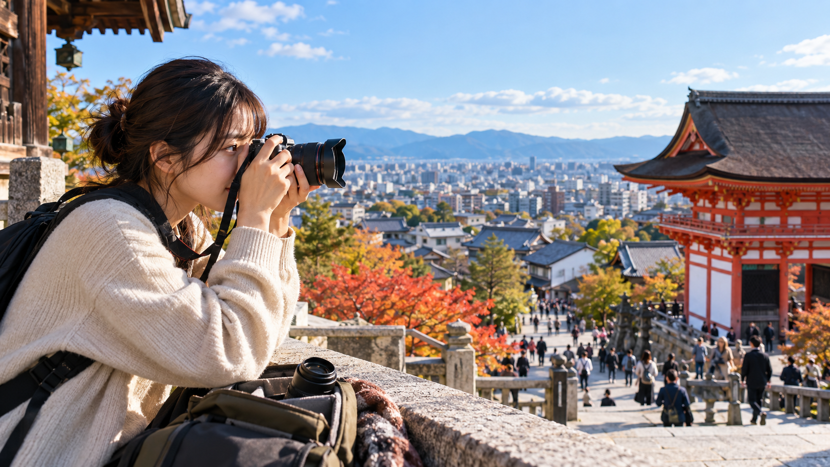 α6400と広角レンズで寺院や街並みを撮影する旅行風景