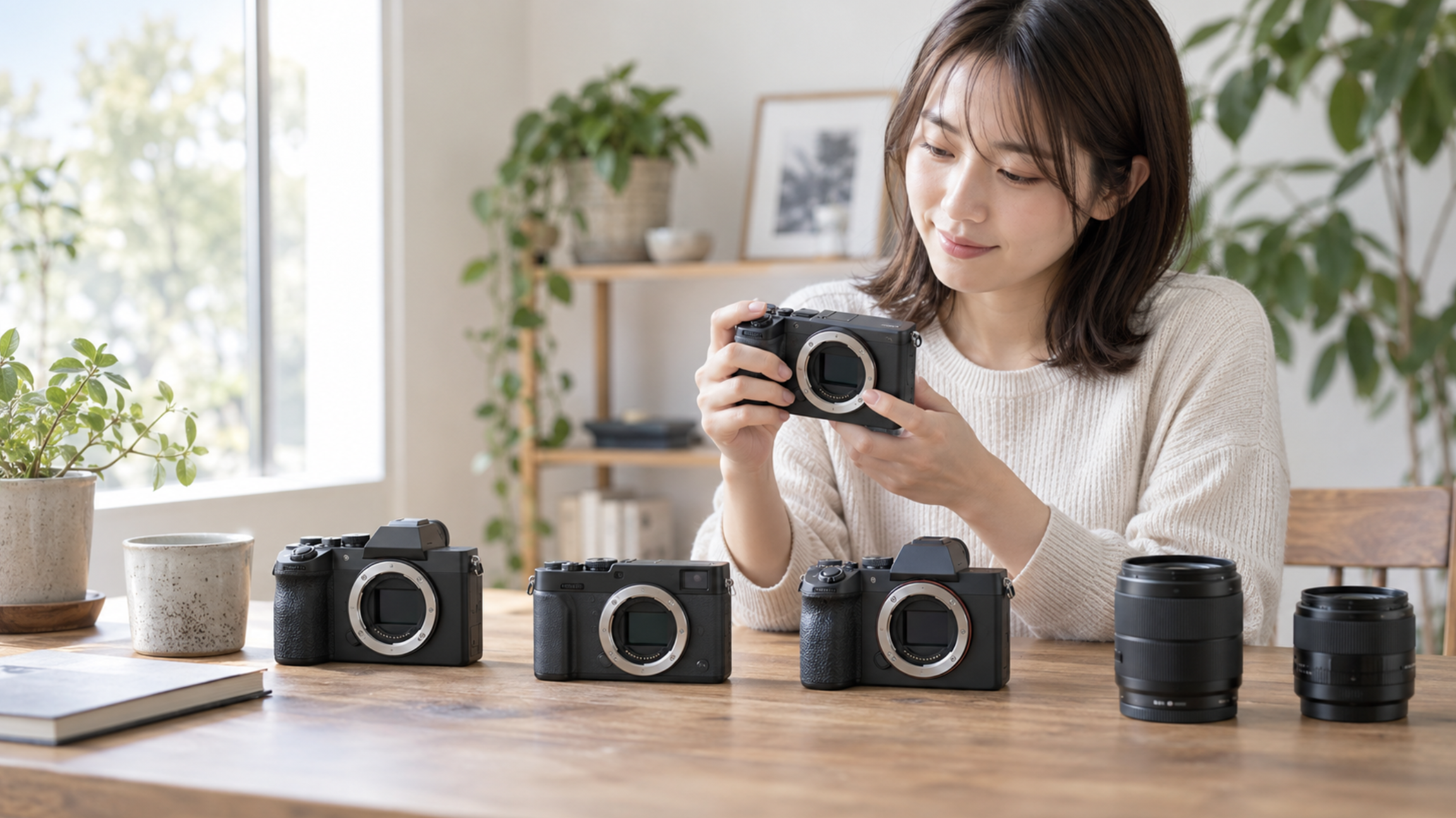 初心者向け中古フルサイズミラーレスを比較する日本人女性