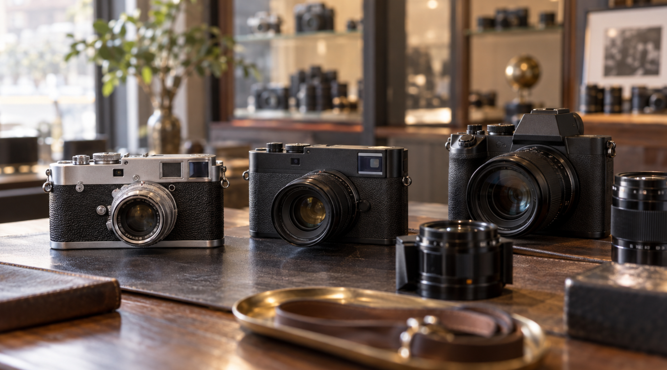 中古ライカのフィルムカメラとデジタルカメラを比較したイメージ