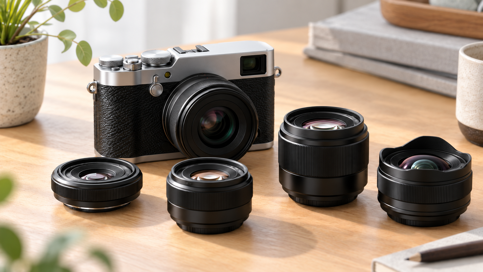FUJIFILM X-E5と標準ズームで旅行撮影する構成をイメージしたカメラセット