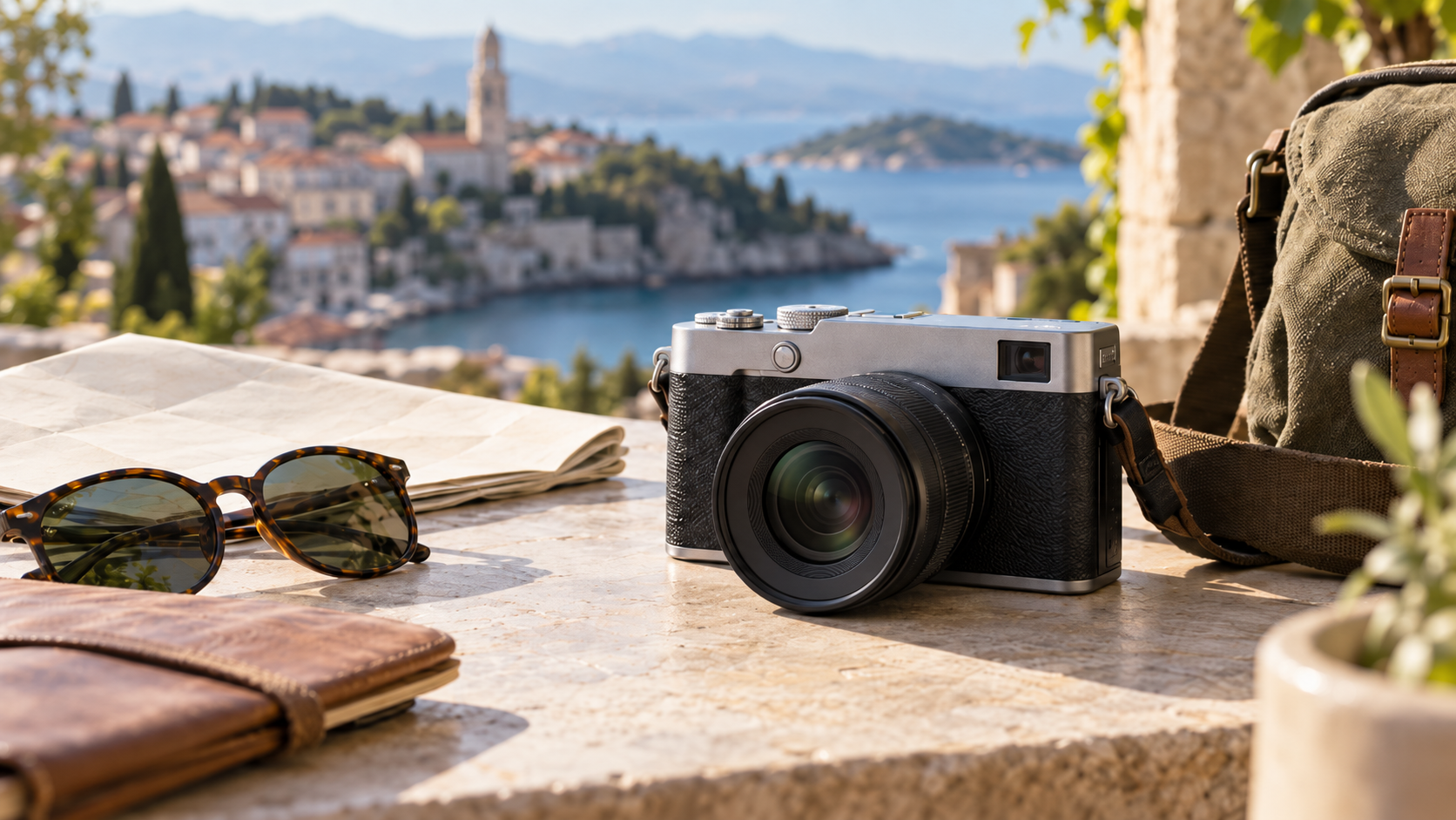 FUJIFILM X-E5向け軽量単焦点レンズのサイズ比較をイメージした交換レンズ