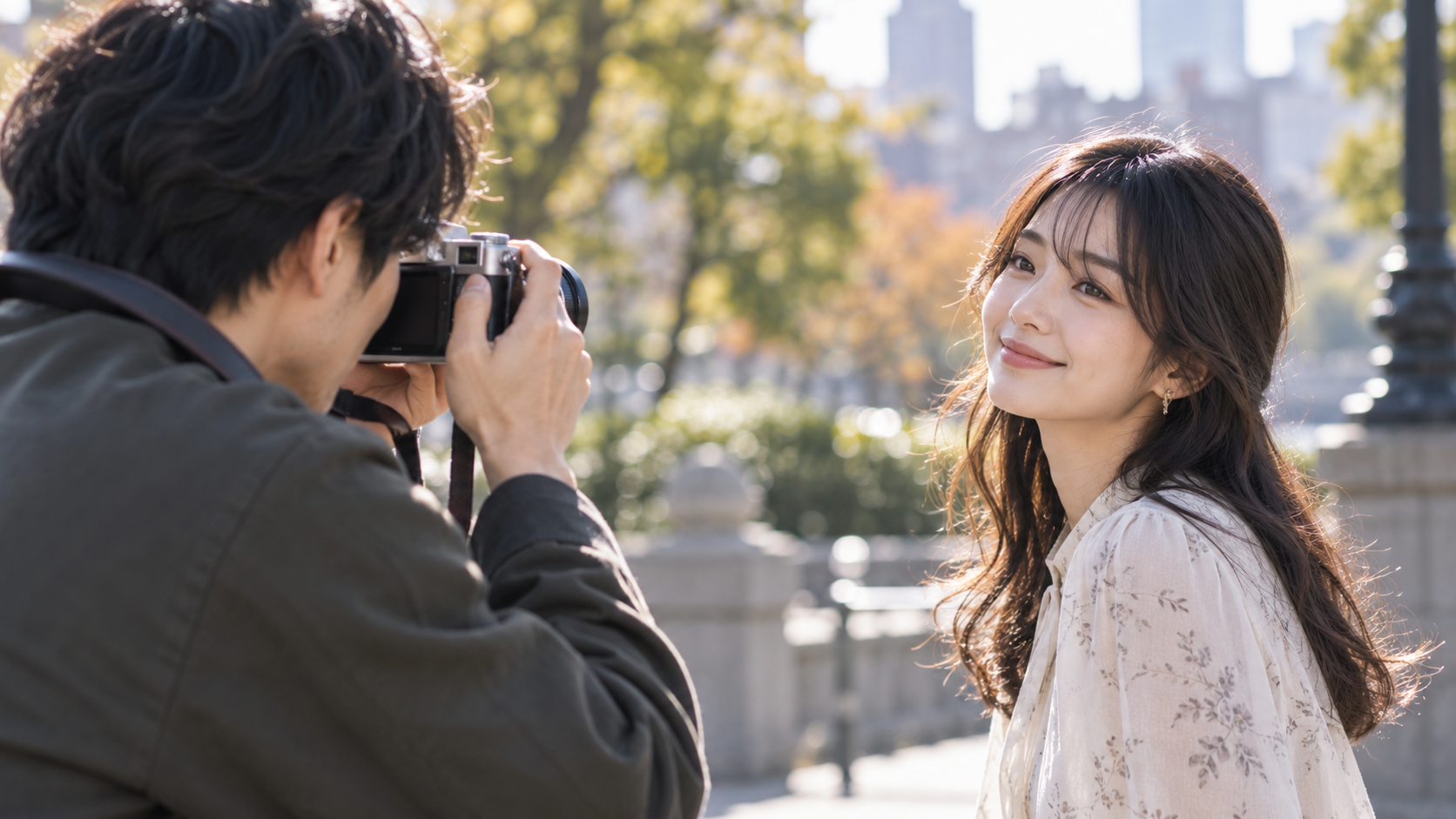 FUJIFILM X-E5と明るい単焦点レンズで人物撮影するイメージ
