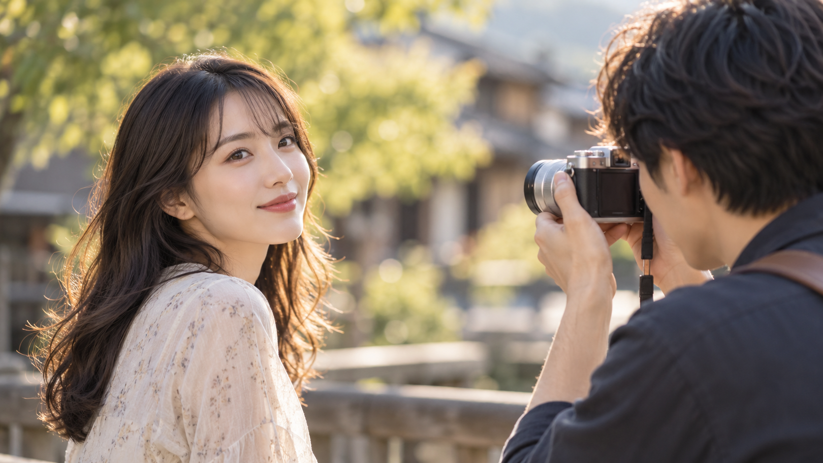PEN E-P7向け45mmクラスの単焦点レンズで人物を撮影するポートレートシーン