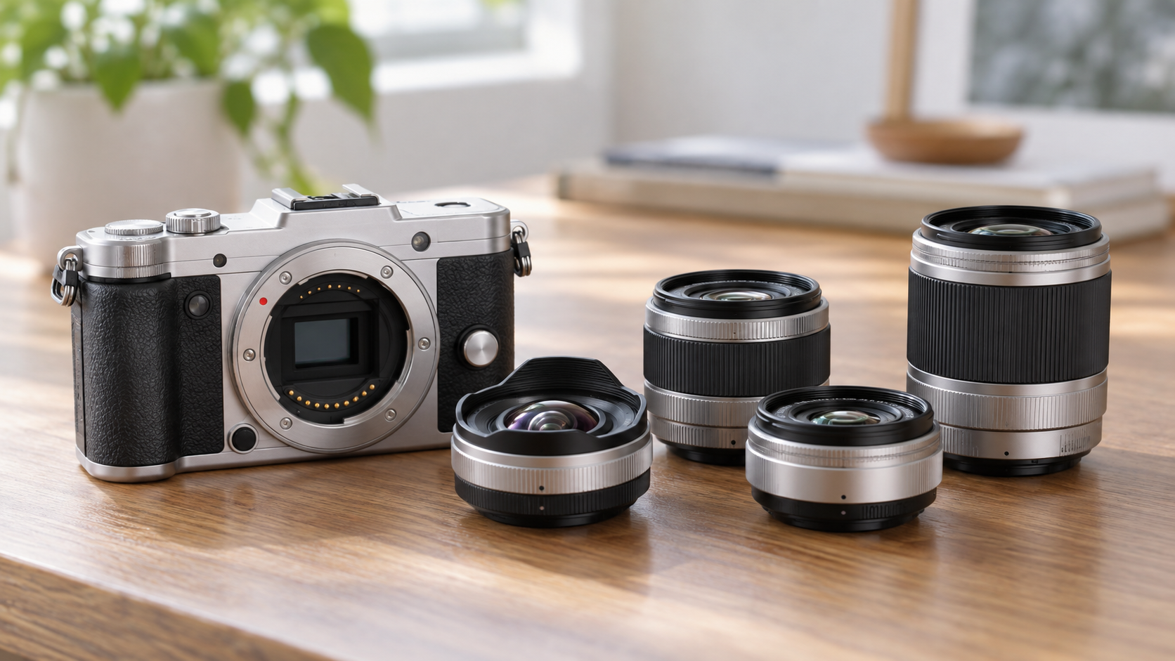 PENTAX Q中古レンズをイメージした小型カメラと複数の交換レンズ
