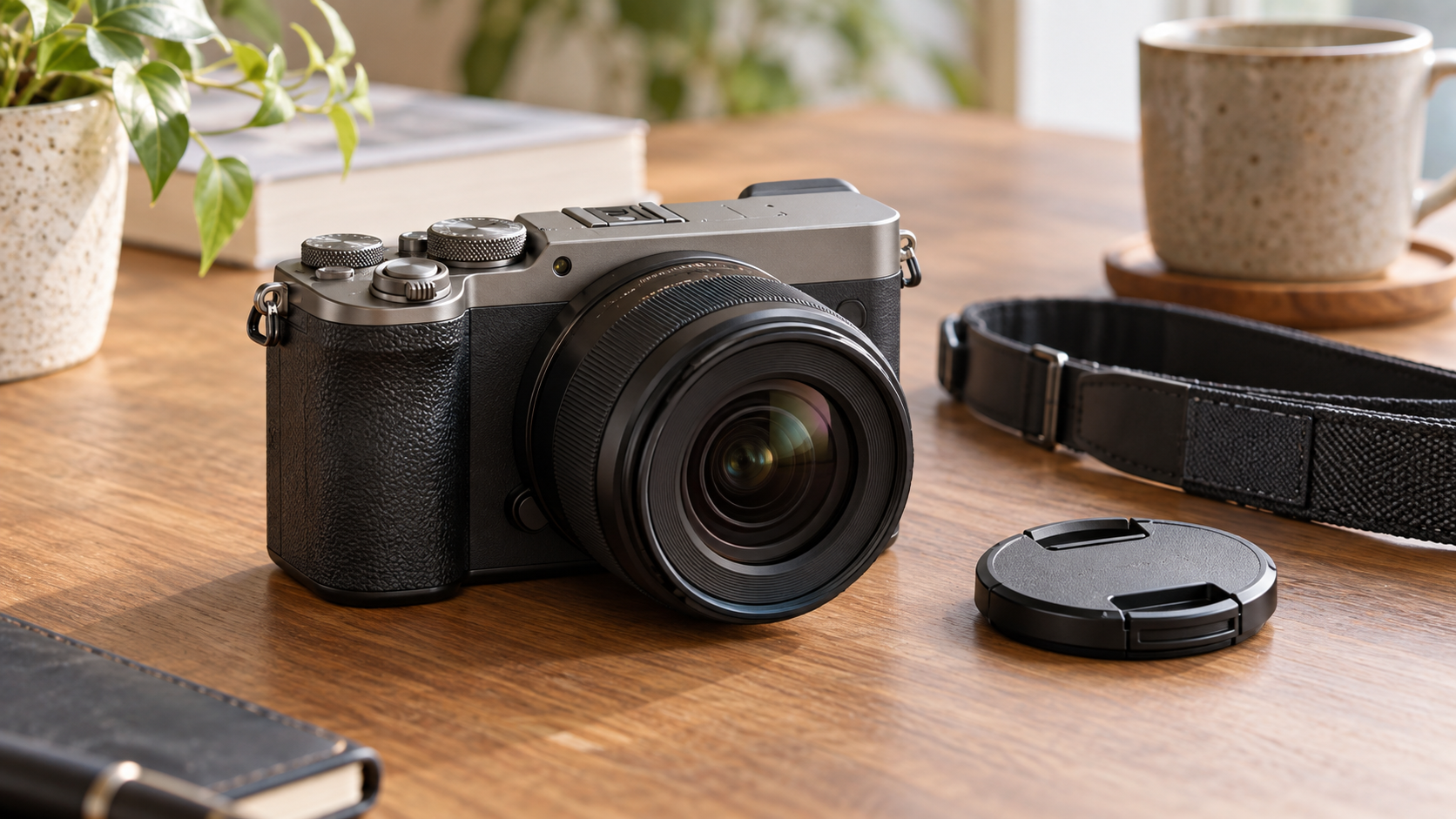 α7C II中古をイメージした小型フルサイズミラーレスカメラと標準ズーム
